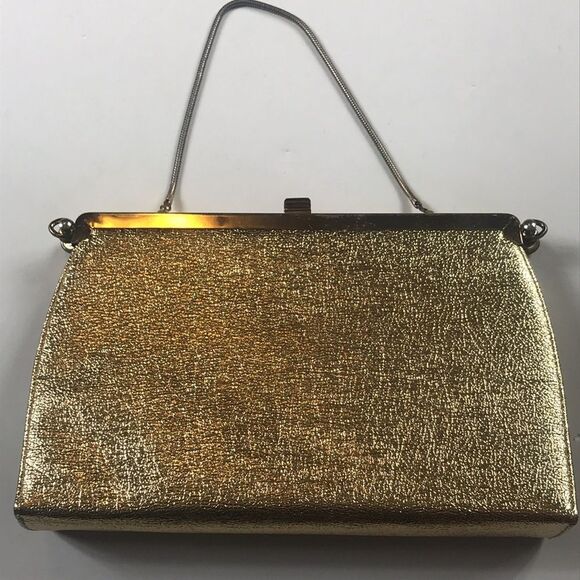 Vintage L And M By Edwards Bag Gold And Black Handbag Convertible - Picture 1 of 12